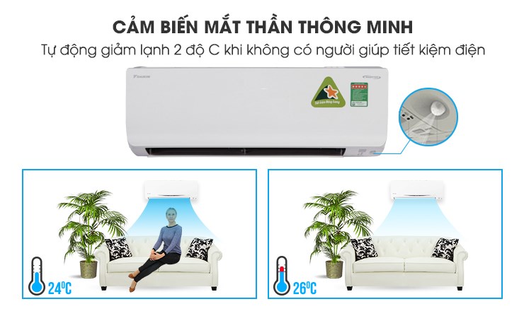 Mắt thần thông minh - Máy lạnh 2 chiều Daikin Inverter 1.0 HP FTHF25RVMV